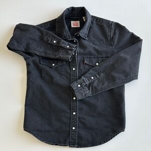 Levi’s Women’s XS Pearl Snap Denim Shirt Western Black Gray
